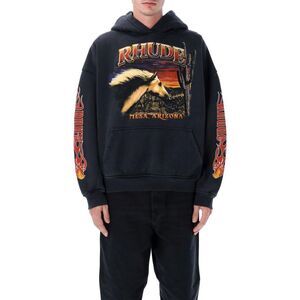 RHUDE Graphic Print Hoodie Men VINTAGE BLACK Sweaters & Cardigans